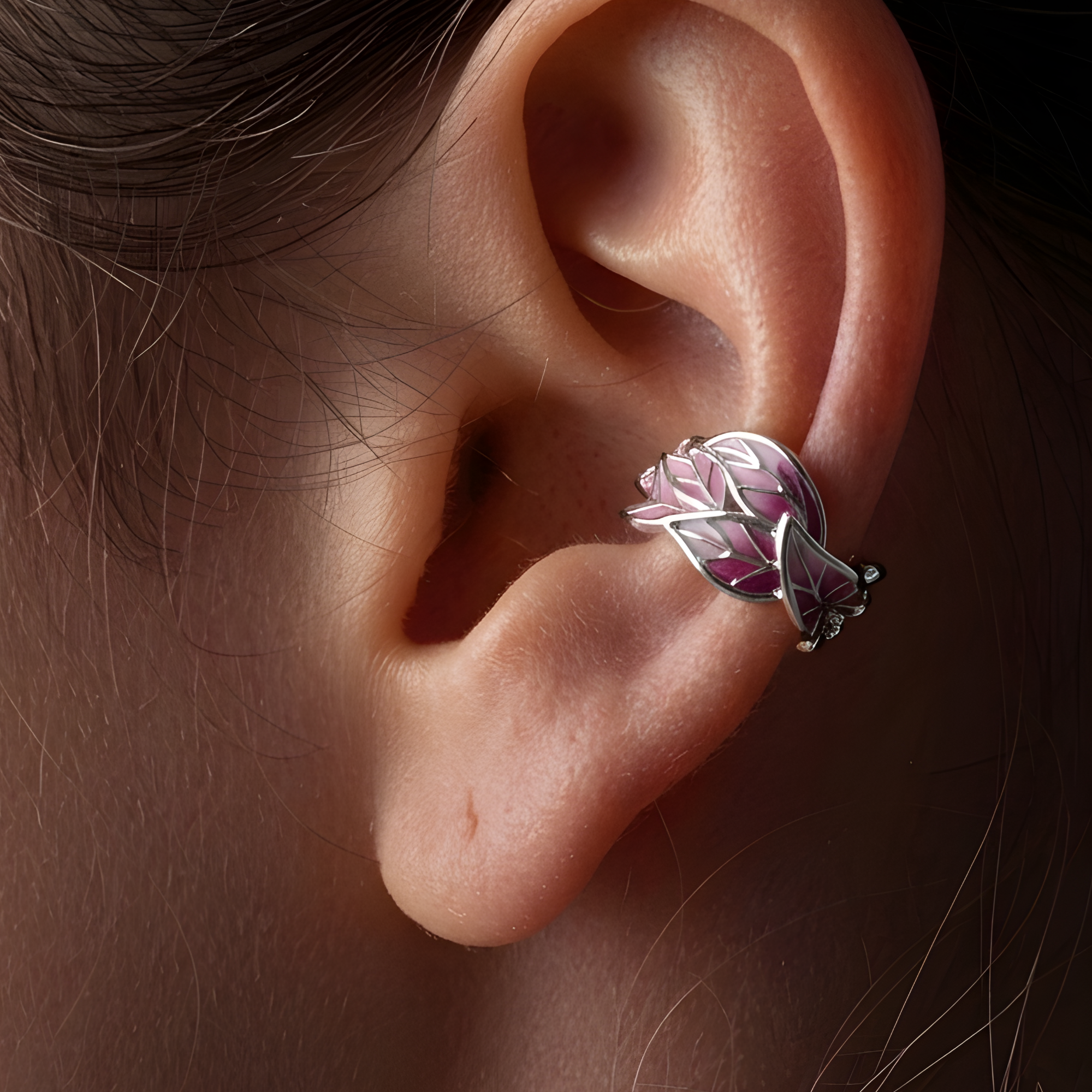 Blush Leaf Sweeps 925 Silver Earcuff | Velmé