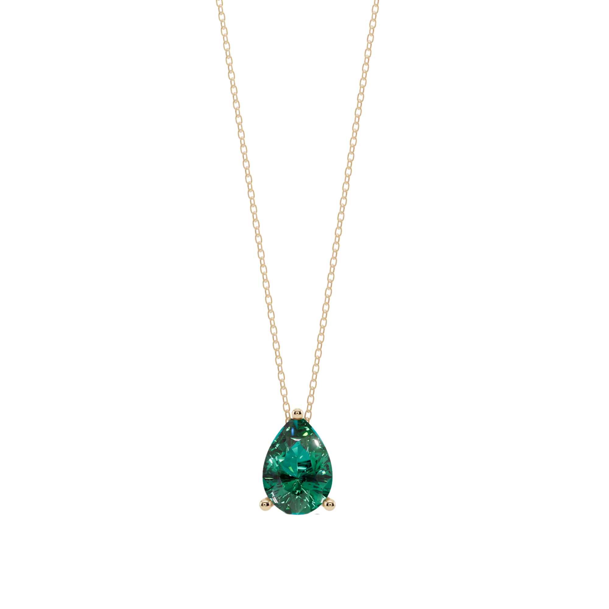 Green Pear Solitaire 925 Silver Necklace | Velmé