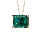 Green Emerald Solitaire 925 Silver Necklace | Velmé
