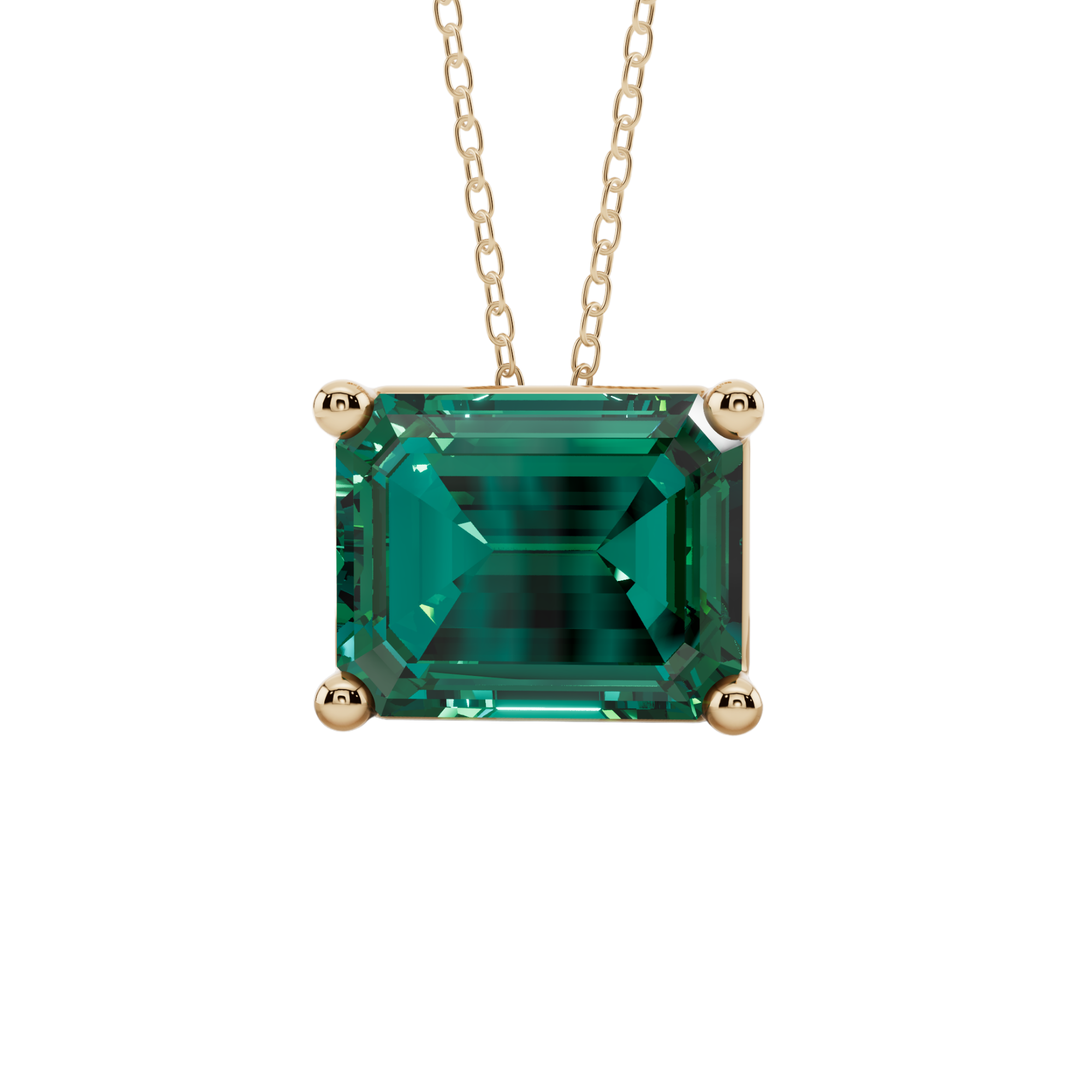 Green Emerald Solitaire 925 Silver Necklace | Velmé