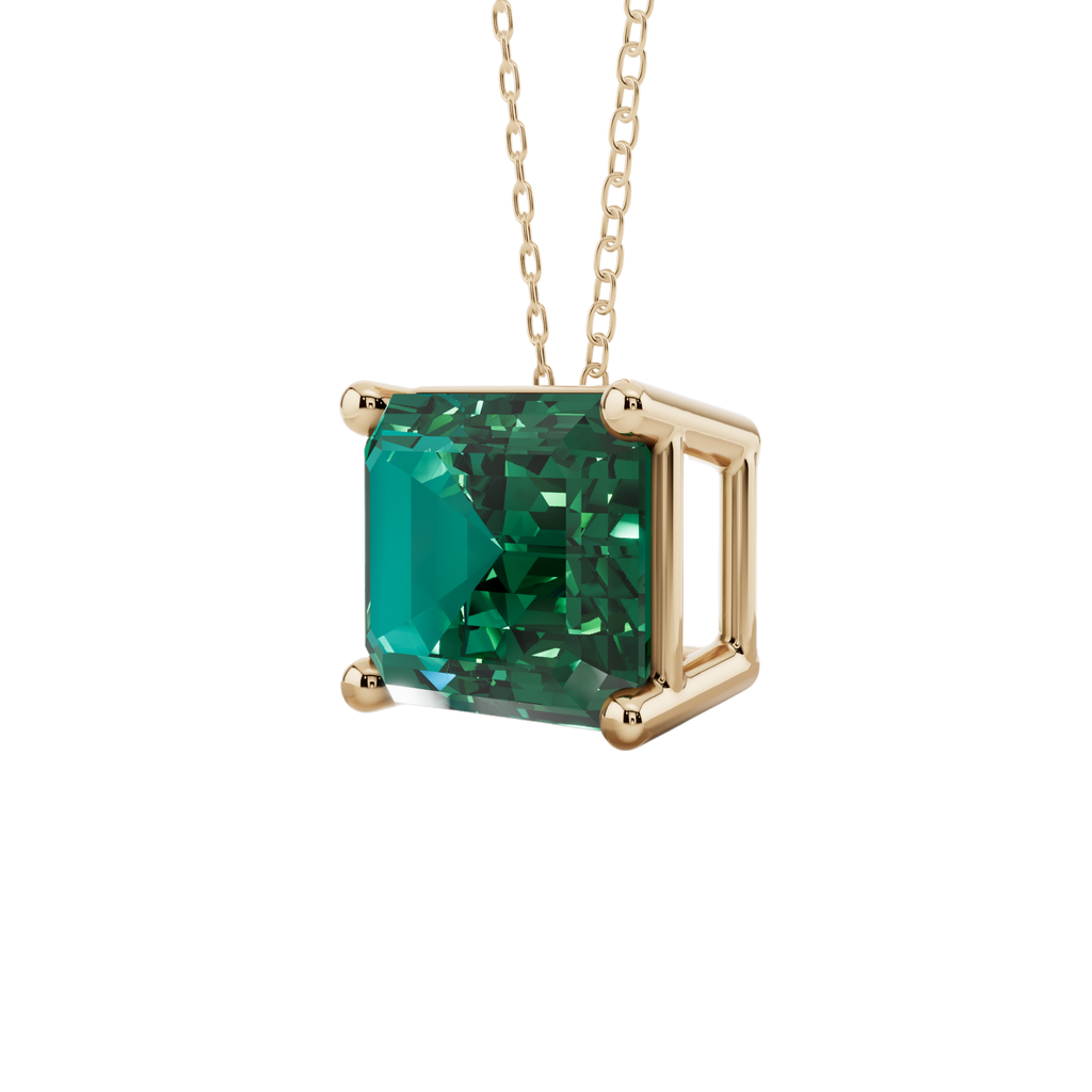 Green Emerald Solitaire 925 Silver Necklace | Velmé