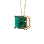 Green Emerald Solitaire 925 Silver Necklace | Velmé
