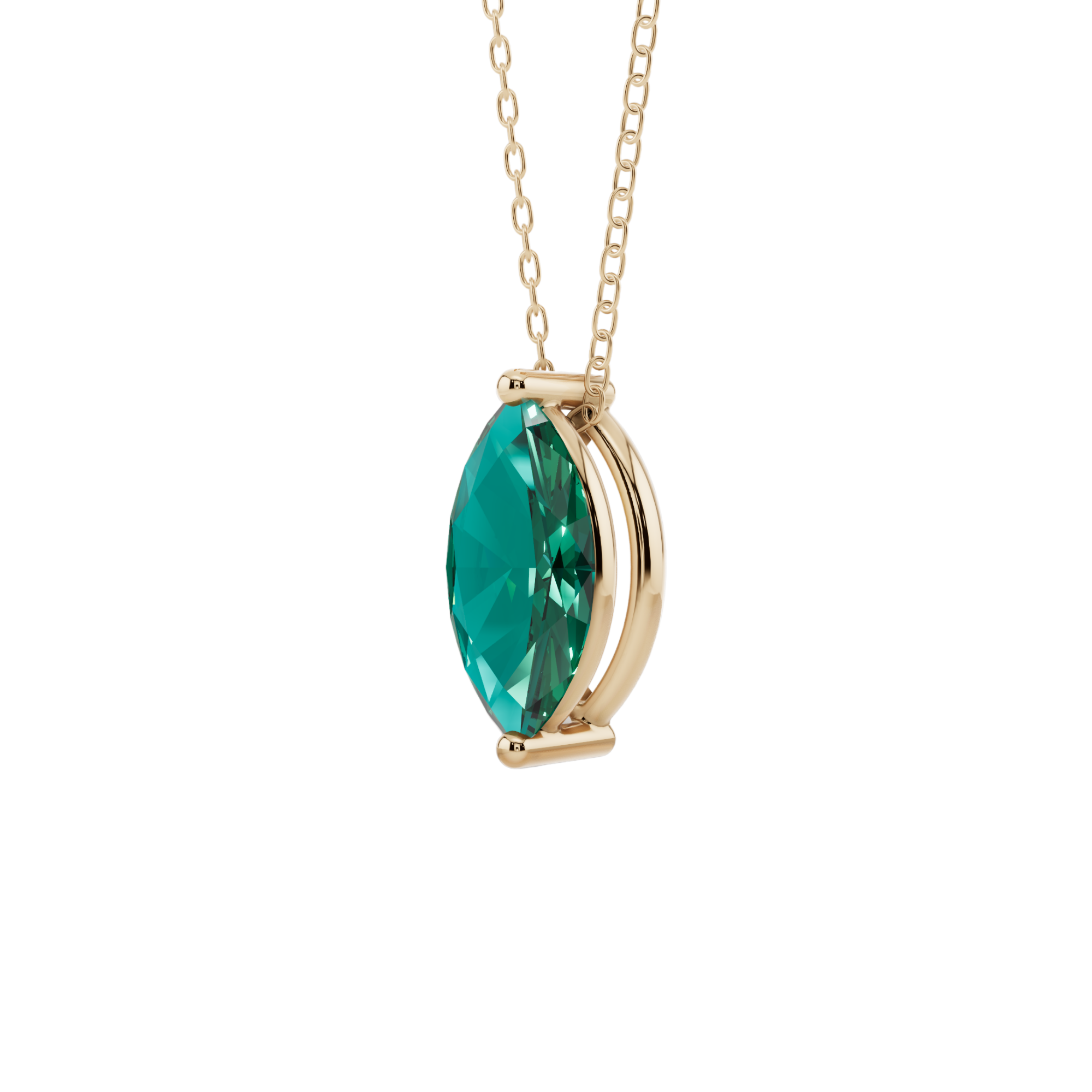 Green Marquise Solitaire 925 Silver Necklace | Velmé