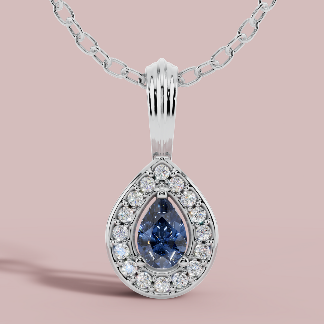 Delphi Blue Pear 925 Pure Silver Necklace My Store
