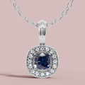 Liham Blue Cushion 925 Pure Silver Necklace My Store
