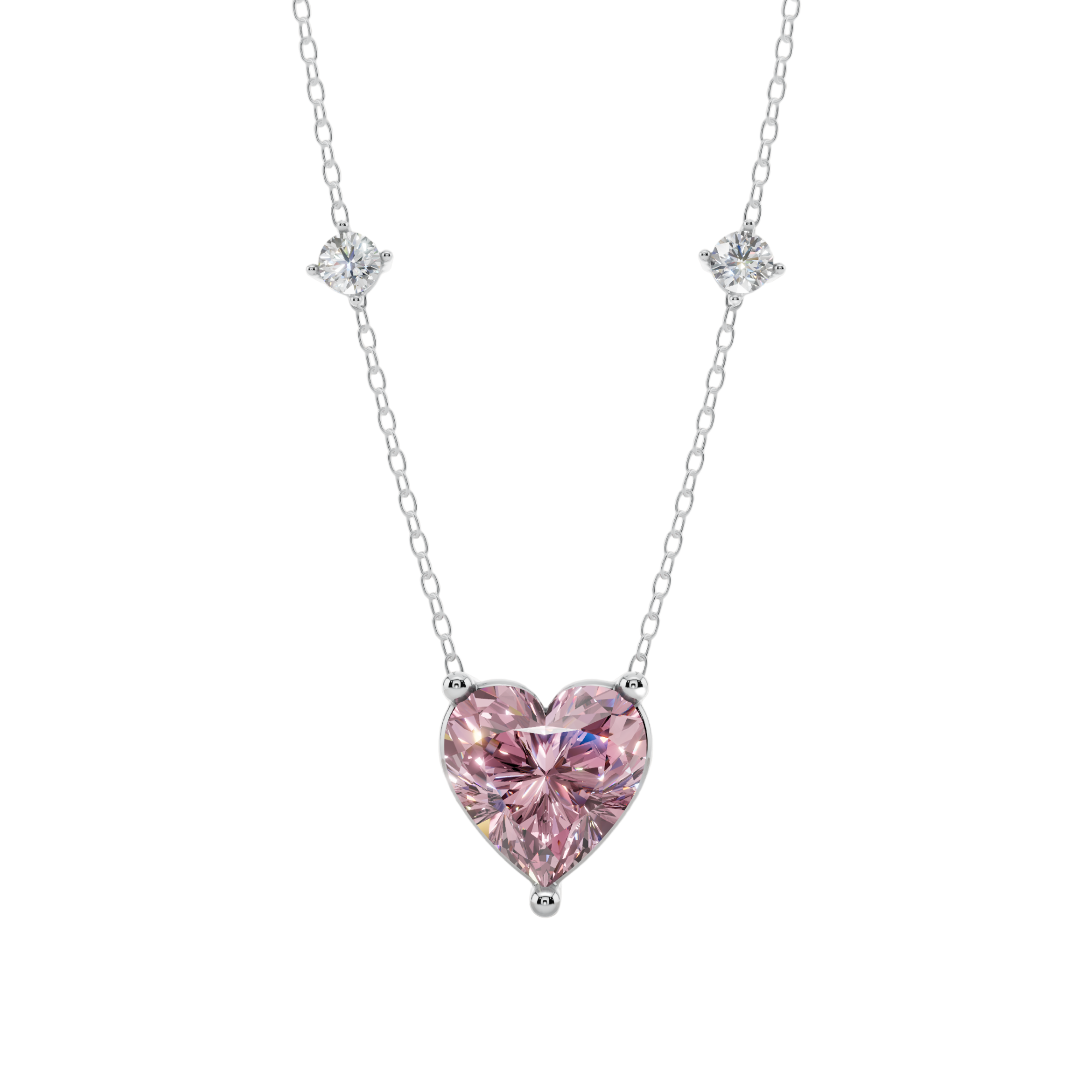 Blush Heart Solitaire Necklace Set | 925 Sterling Silver