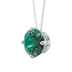 Green Round Solitaire 925 Silver Necklace | Velmé