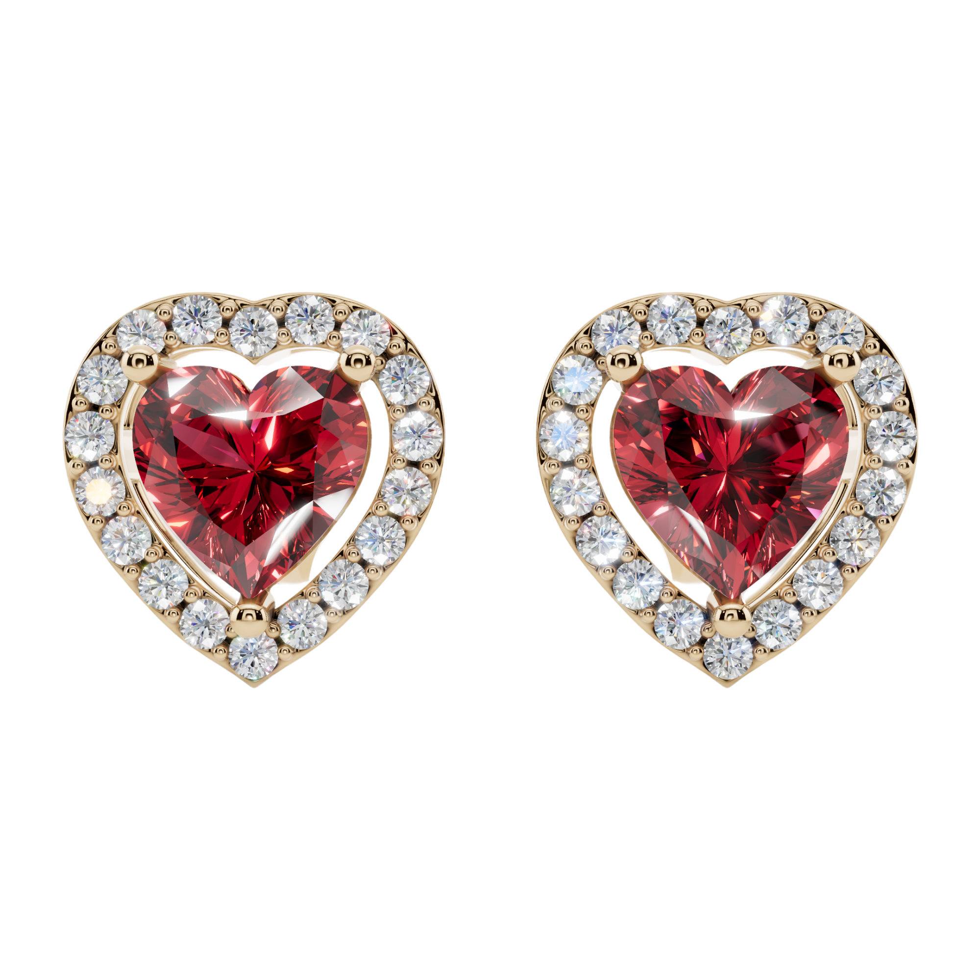 Classic Halo Solitaire Heart Earrings | Velmé
