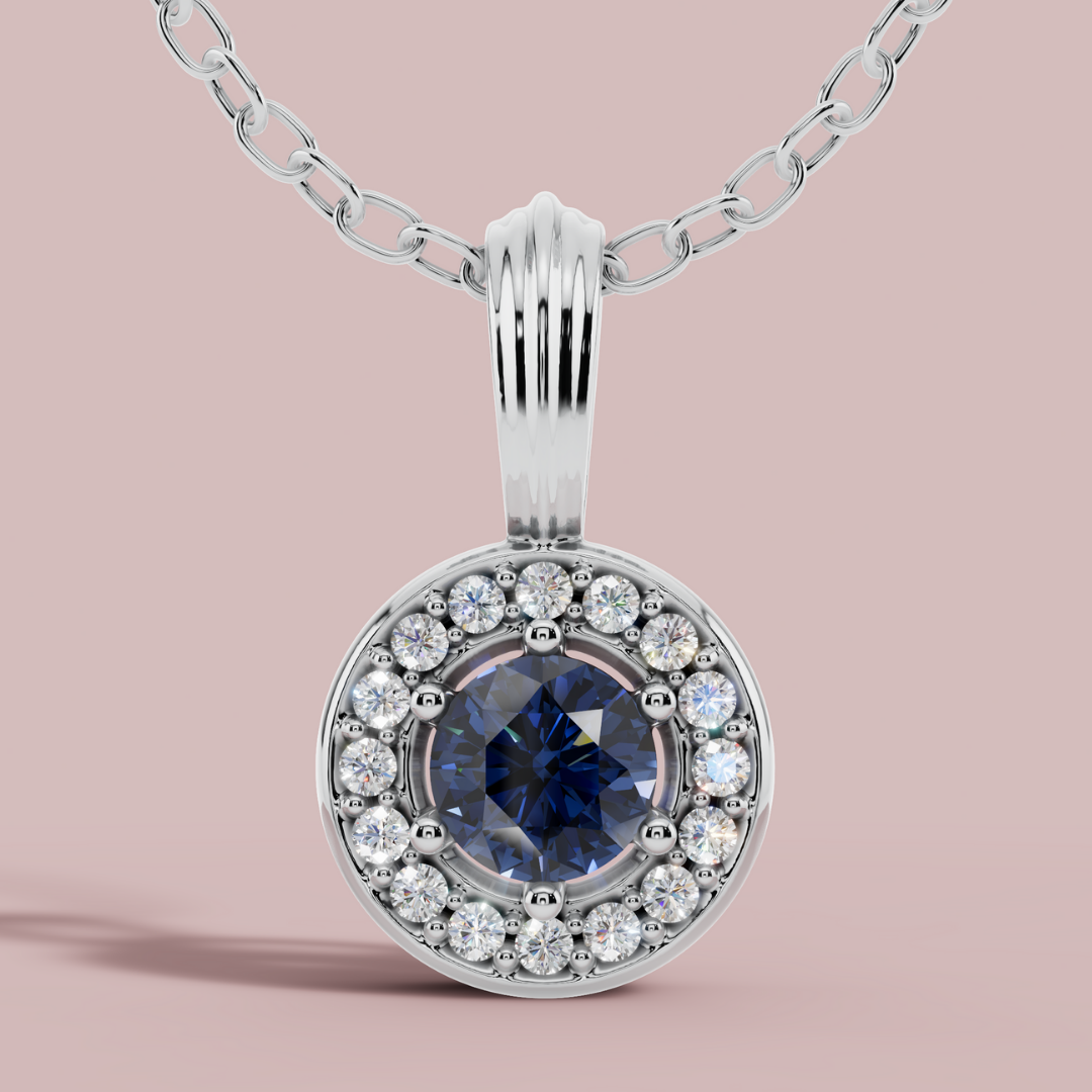 Sanaaz Blue Round 925 Pure Silver Necklace My Store