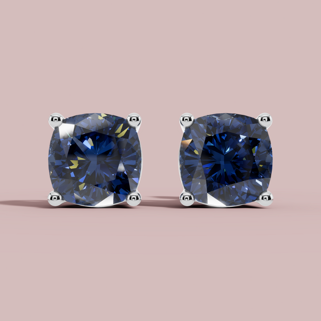 Amethian Blue Cushion 925 Pure Silver Stud Earrings My Store