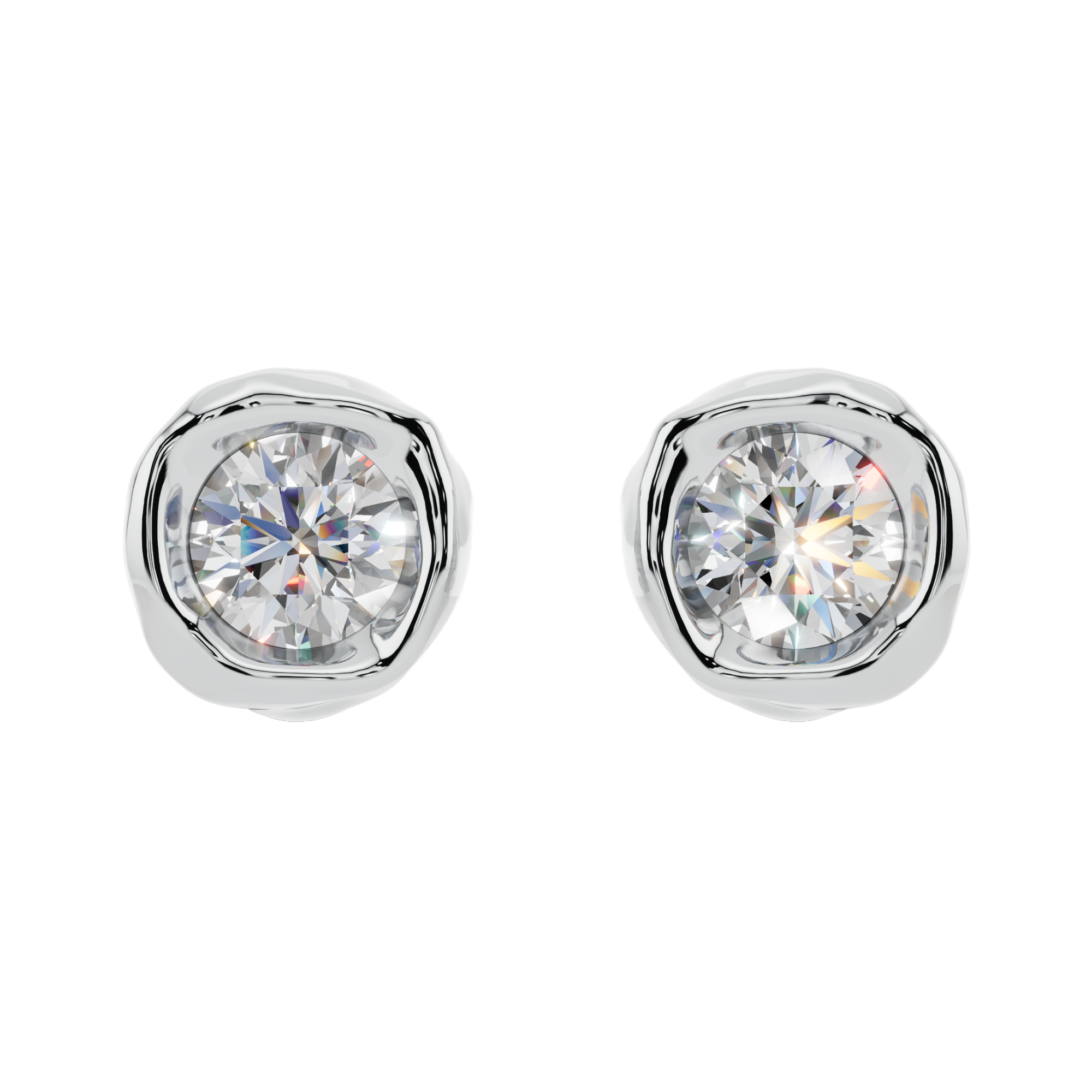Classic Round Solitaire Fluide Earrings | Velmé