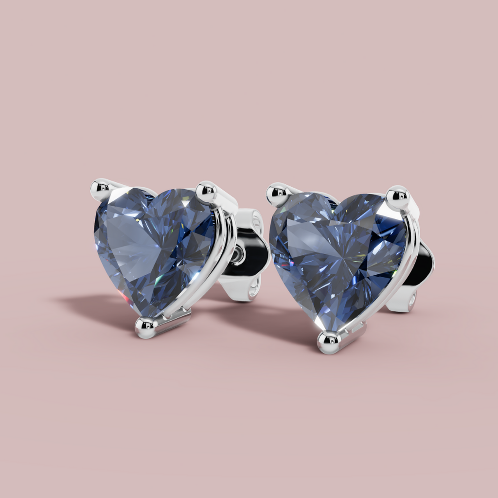 Azure Heart 925 Pure Silver Stud Earrings My Store