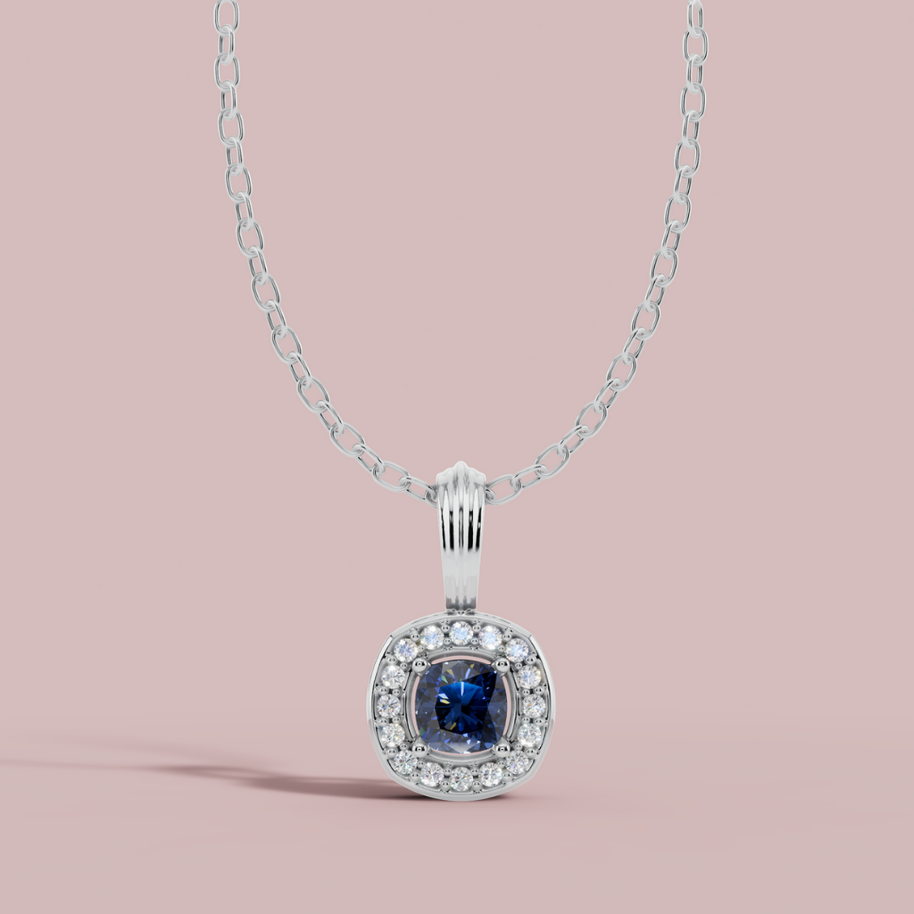 Liham Blue Cushion 925 Pure Silver Necklace My Store