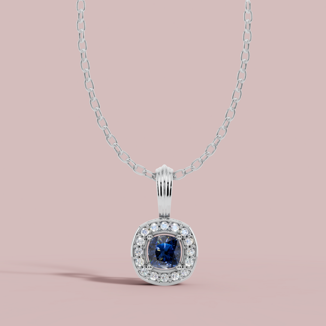 Liham Blue Cushion 925 Pure Silver Necklace My Store