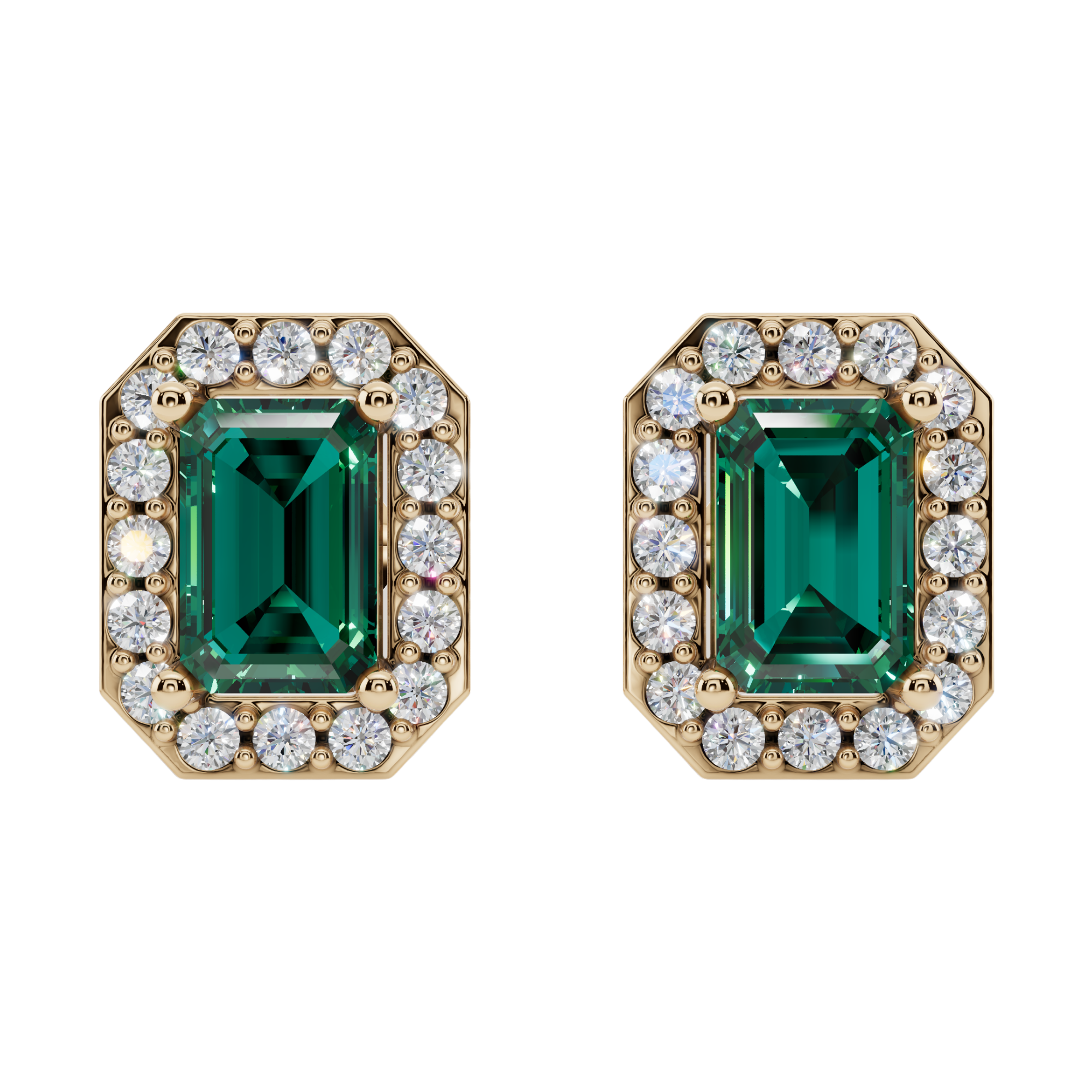 Classic Halo Solitaire Emerald Earrings | Velmé