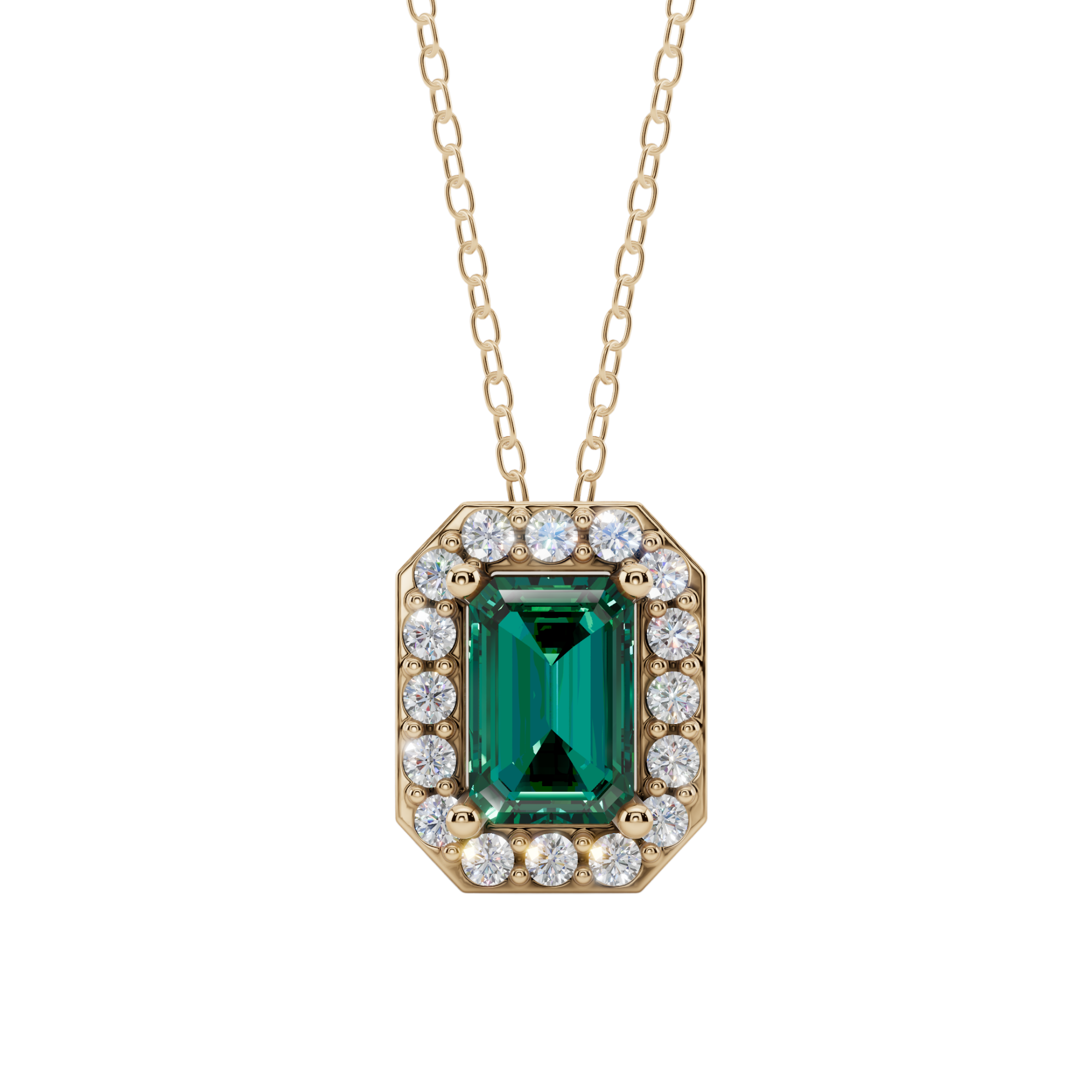 Halo Emerald Pendant Necklace | Velmé