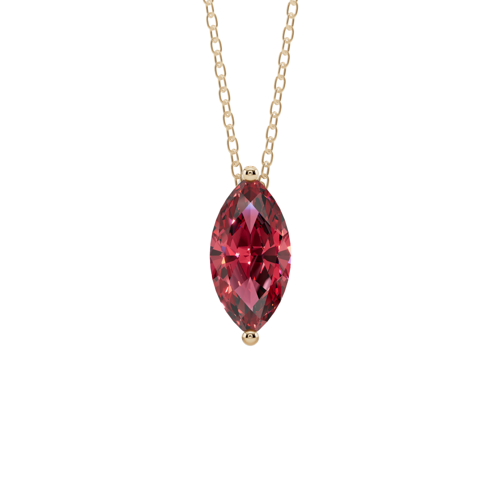 Red Marquise Solitaire 925 Silver Necklace | Velmé