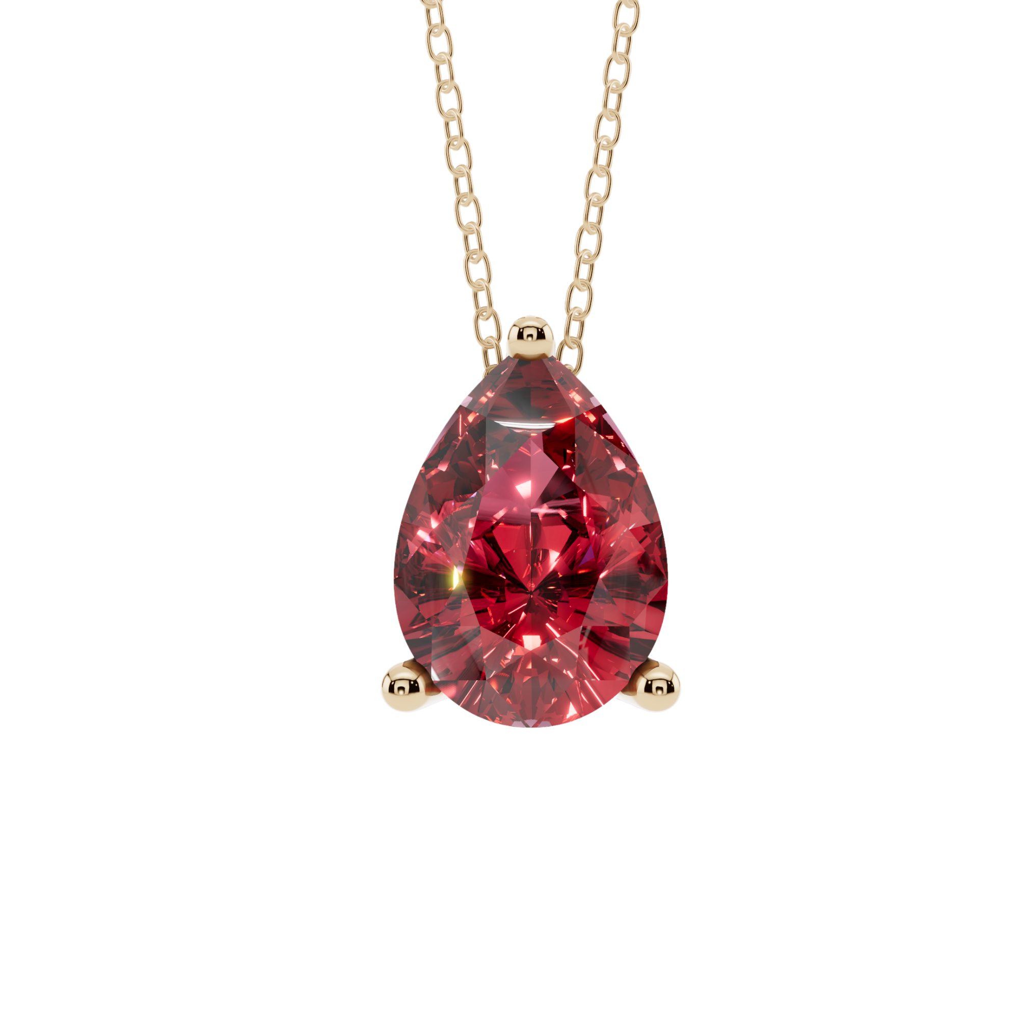Red Pear Solitaire 925 Silver Necklace | Velmé