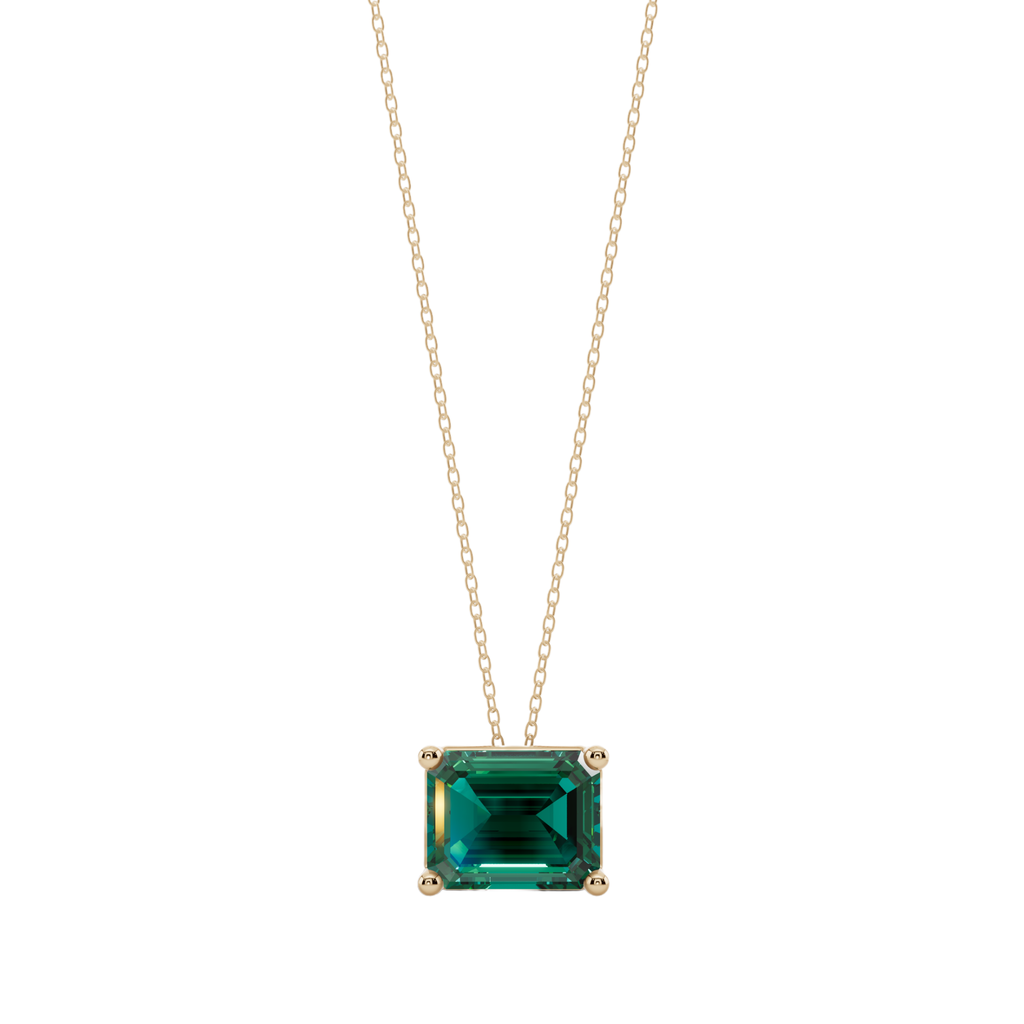 Green Emerald Solitaire 925 Silver Necklace | Velmé