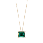 Green Emerald Solitaire 925 Silver Necklace | Velmé