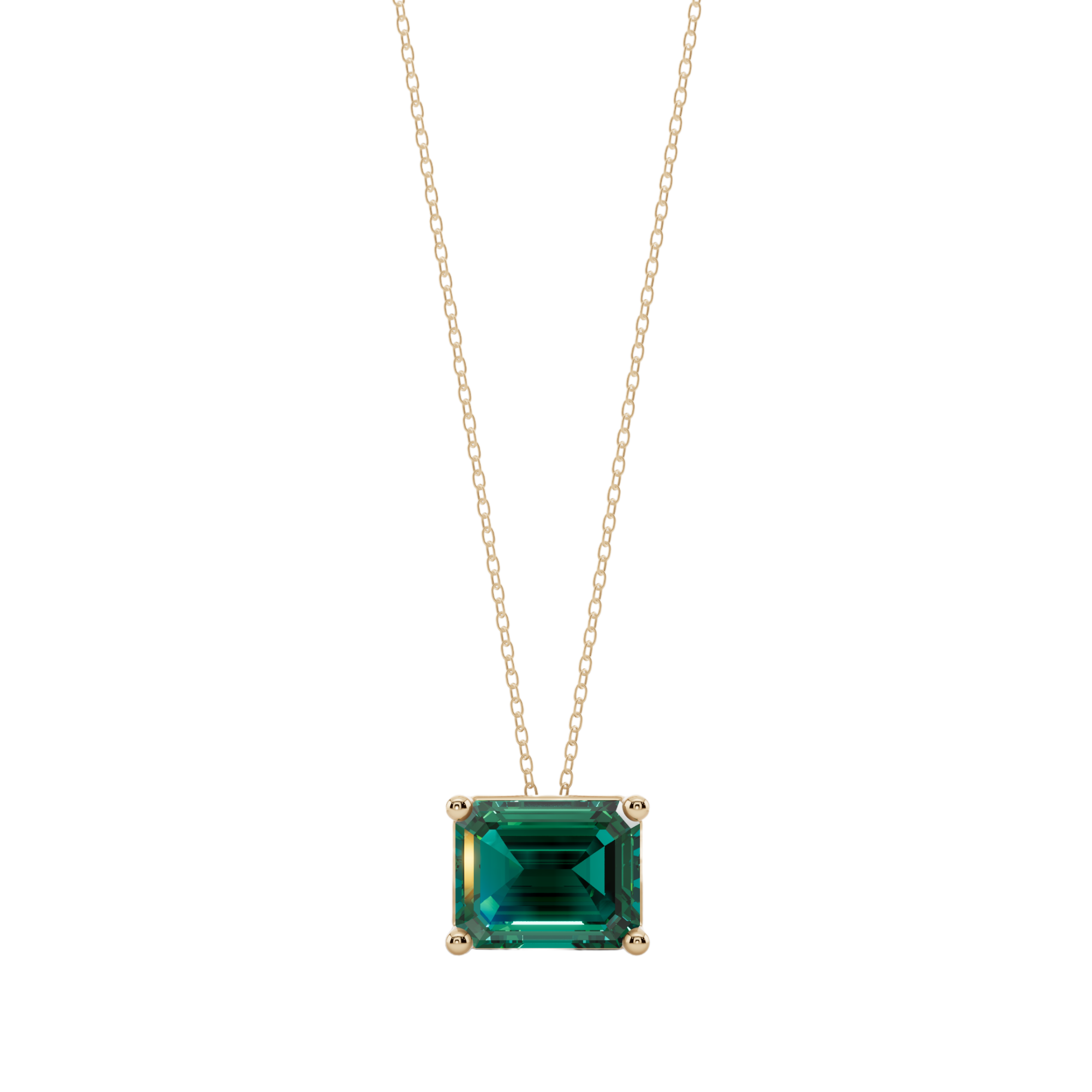 Green Emerald Solitaire 925 Silver Necklace | Velmé