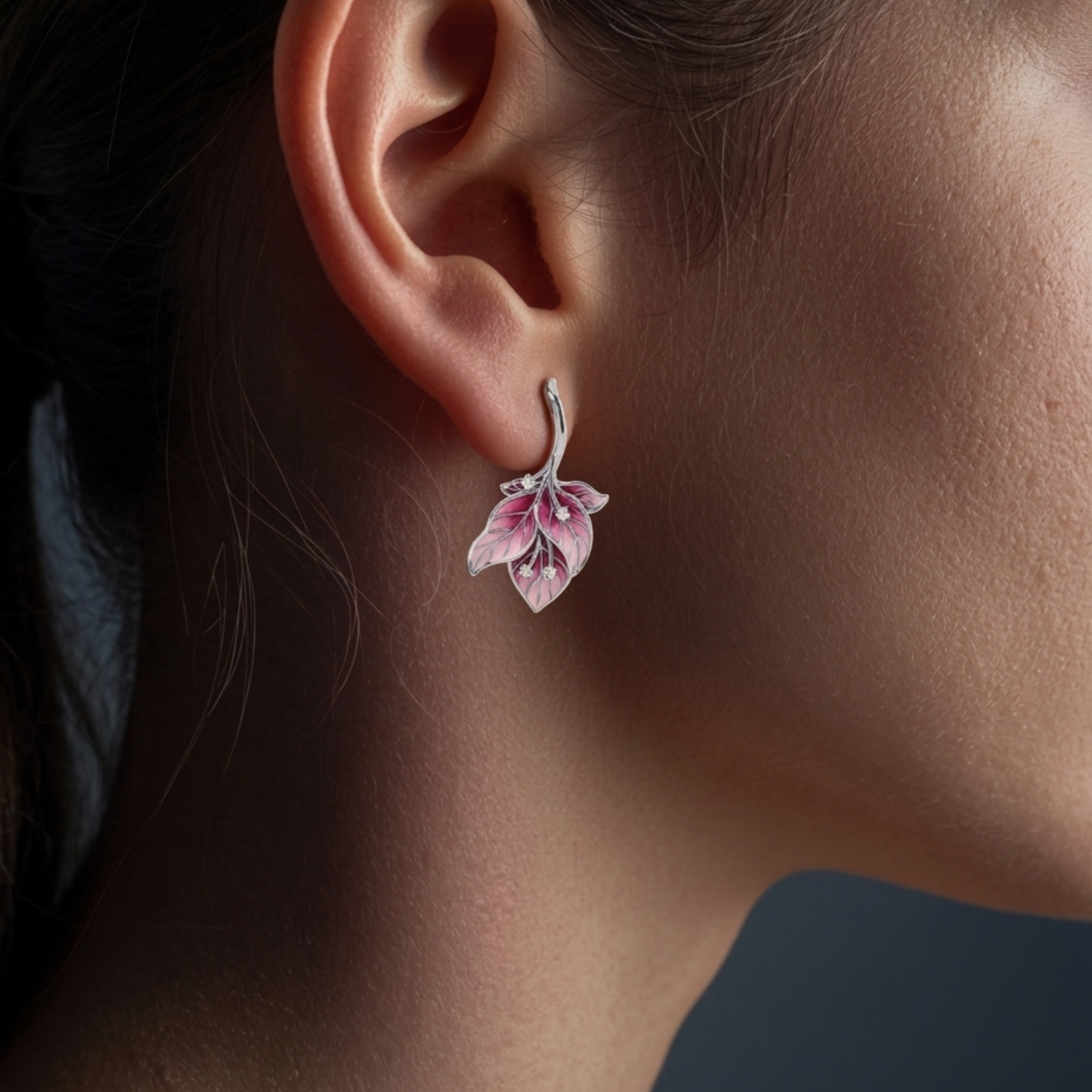 Midnight Willow Leaf 925 Silver Earrings | Velmé