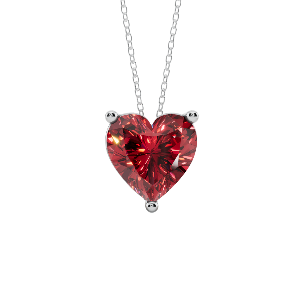 Red Heart Solitaire 925 Silver Necklace | Velmé