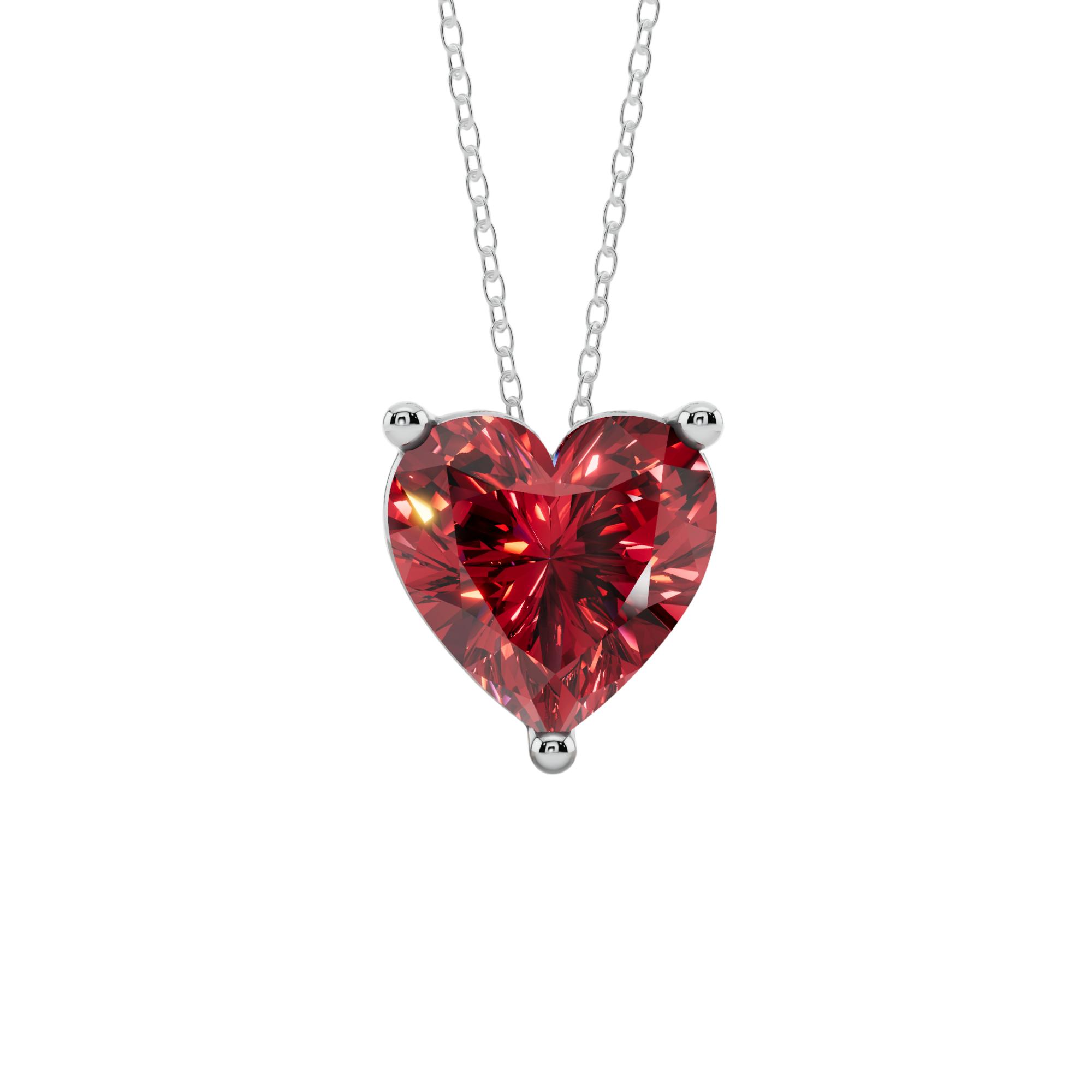 Red Heart Solitaire 925 Silver Necklace | Velmé