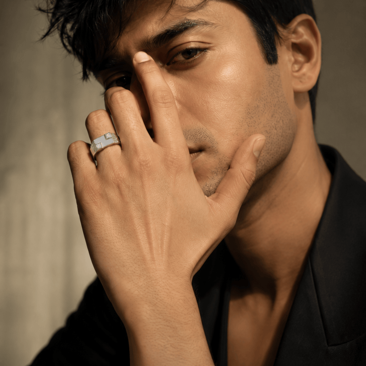 VELMÉ Duo 925 Silver Men’s Diamond-Style Statement Ring | Velmé