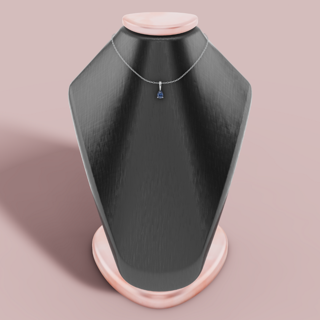 Blue Teardrop Solitaire 925 Pure Silver Necklace My Store