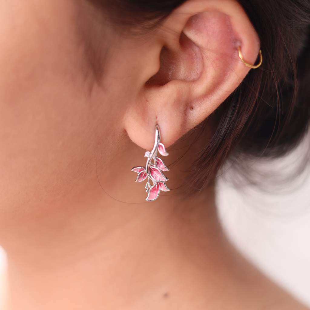 Cascading Petal Vines 925 Silver Earrings | Velmé