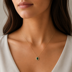 Halo Emerald Pendant Necklace | Velmé