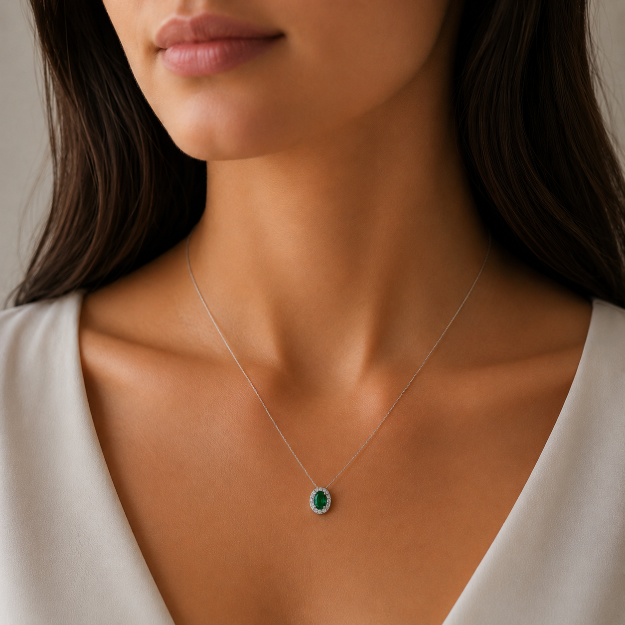 Halo Oval Pendant Necklace  | Velmé