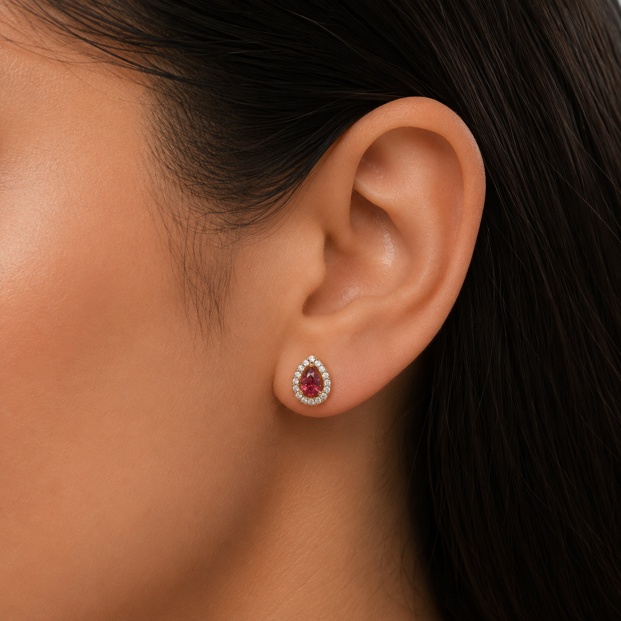 Classic Halo Solitaire Pear Earrings | Velmé