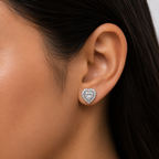 Classic Halo Solitaire Heart Earrings | Velmé