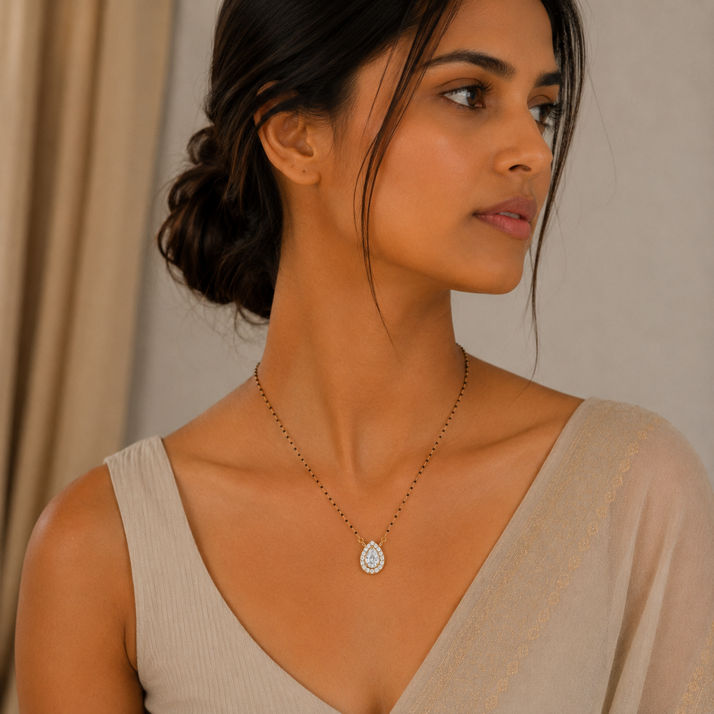 Luna Pear 925 Silver Mangalsutra | Velmé