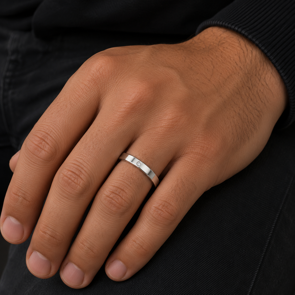 Minimalist Solitaire Men’s 925 Silver Ring | Velmé