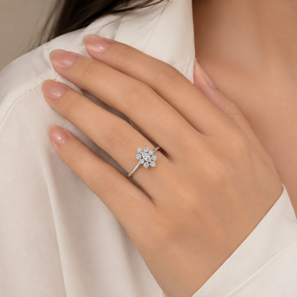 Bloom Halo Minimal Ring| 925 Sterling Silver | Velmé