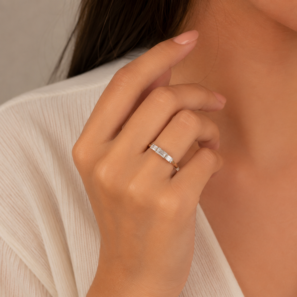 Trinity Baguette Light Ring | 925 Sterling Silver | Velmé