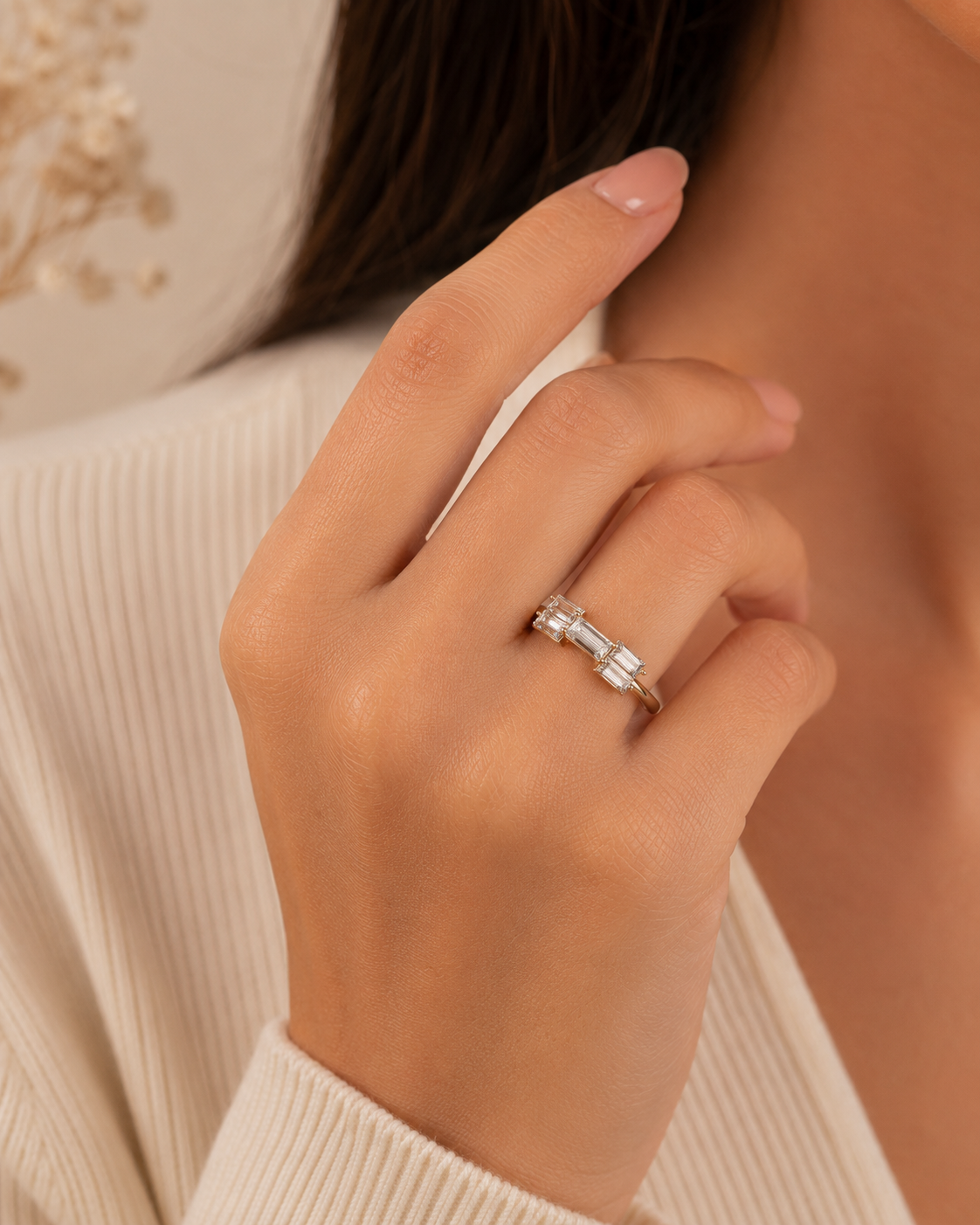 Linear Baguette Light Ring | 925 Sterling Silver | Velmé