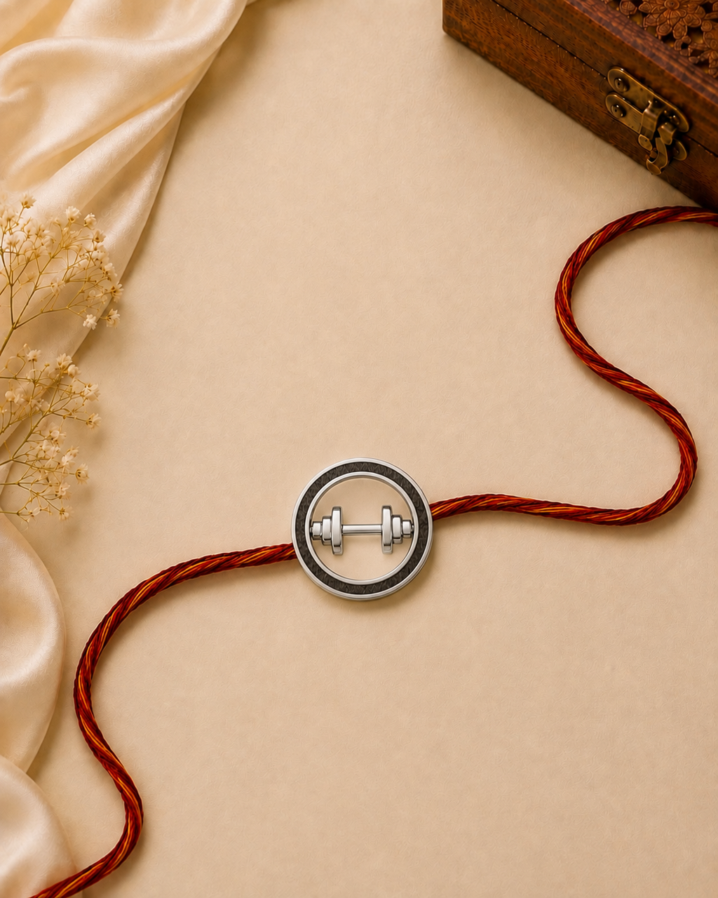Dumbbell Strength 925 silver Rakhi/Pendant