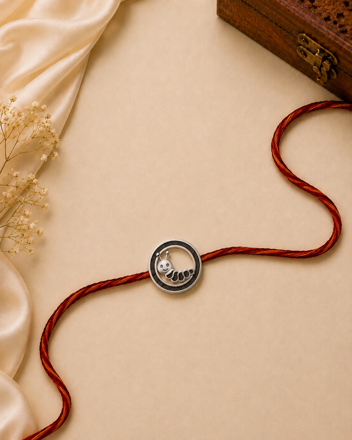 Cute Caterpillar Rakhi Pendant | 925 Silver Convertible Rakhi