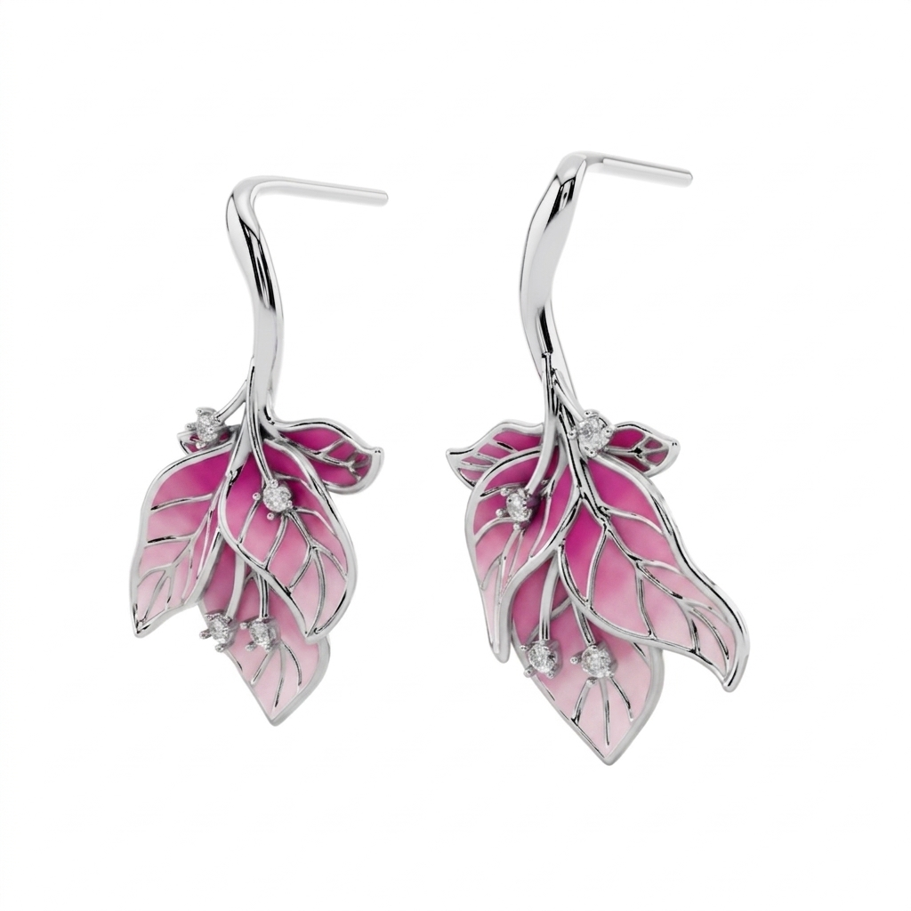 Midnight Willow Leaf 925 Silver Earrings | Velmé