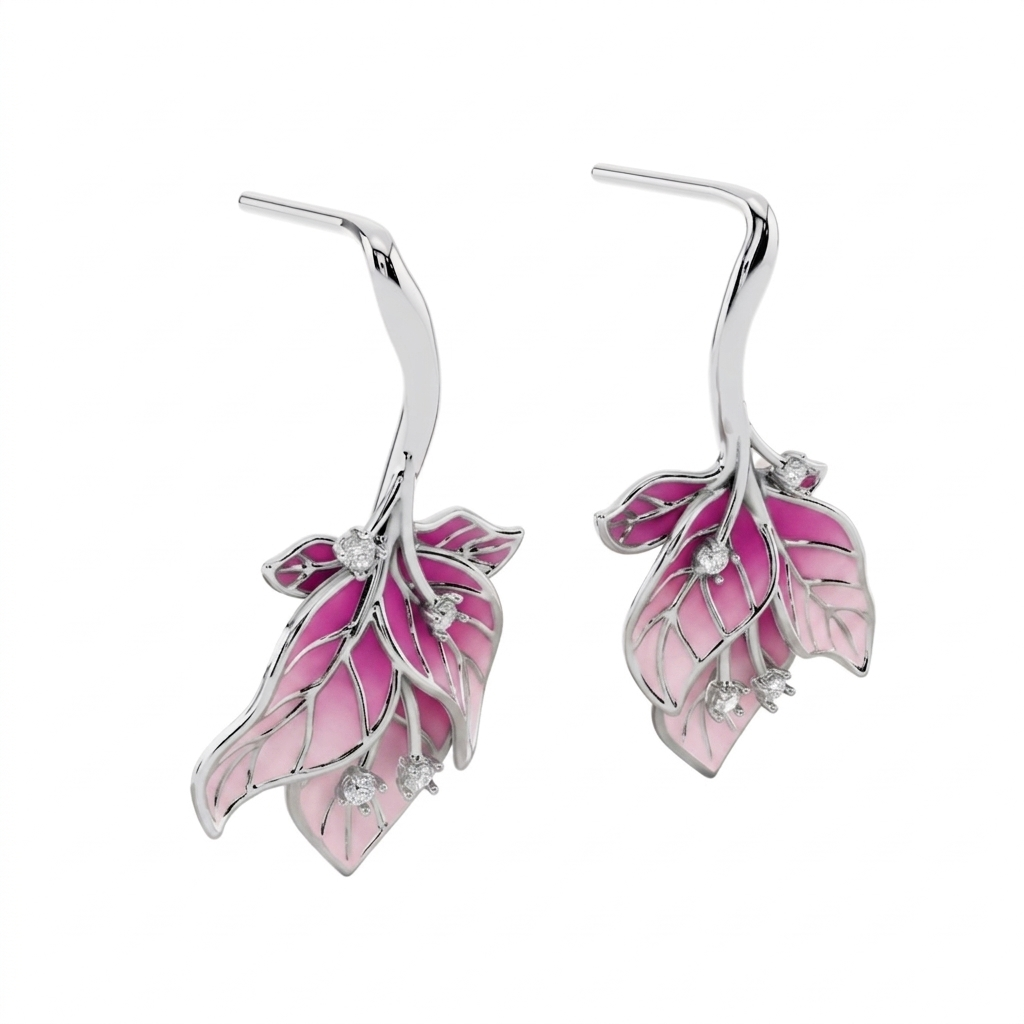 Midnight Willow Leaf 925 Silver Earrings | Velmé
