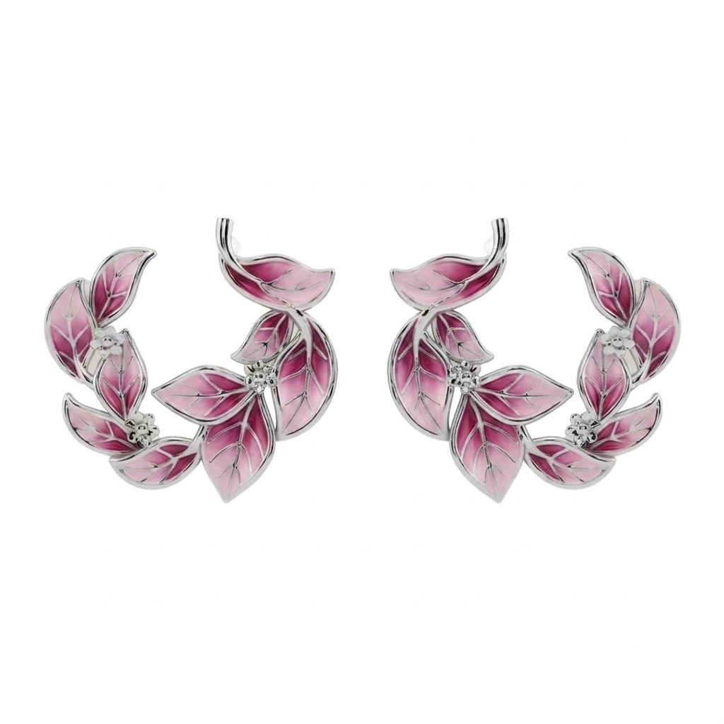 Twin Leaf Crescent 925 Silver Studs | Velmé