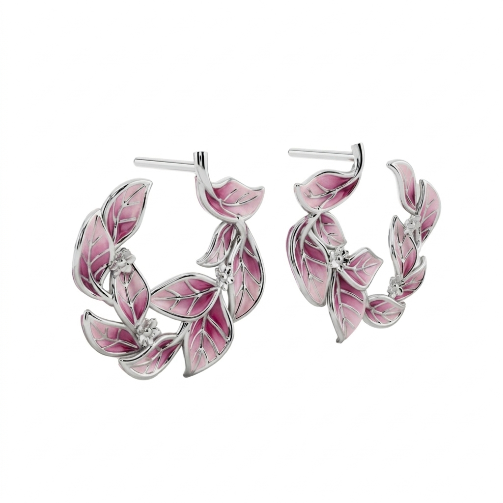 Twin Leaf Crescent 925 Silver Studs | Velmé