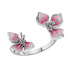 Bougainvillea Bloom 925 Silver Open Ring | Velmé
