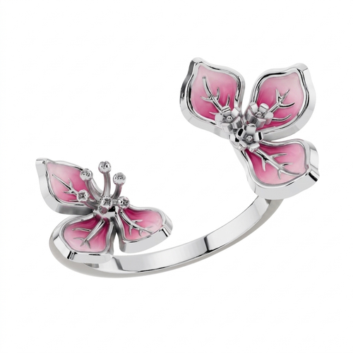 Bougainvillea Bloom 925 Silver Open Ring | Velmé