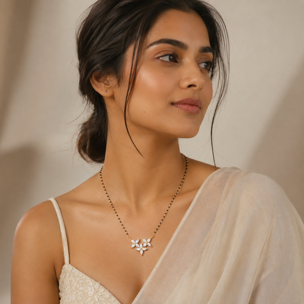 Blossom Trio 925 Silver Mangalsutra | Velmé
