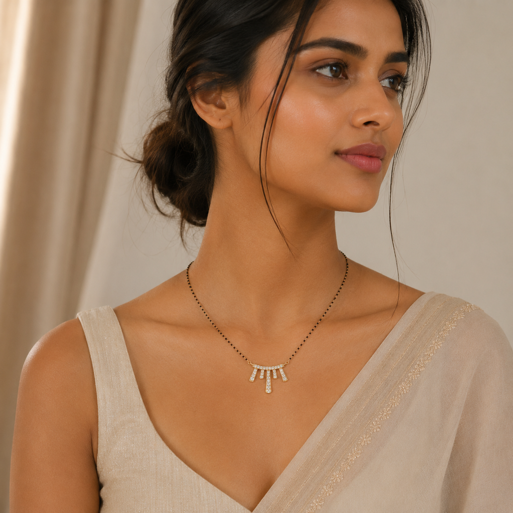 Starlight Cascade 925 Silver Mangalsutra | Velmé